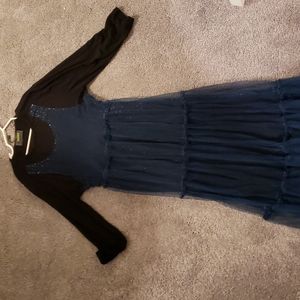 Never worn Long dress black and blue